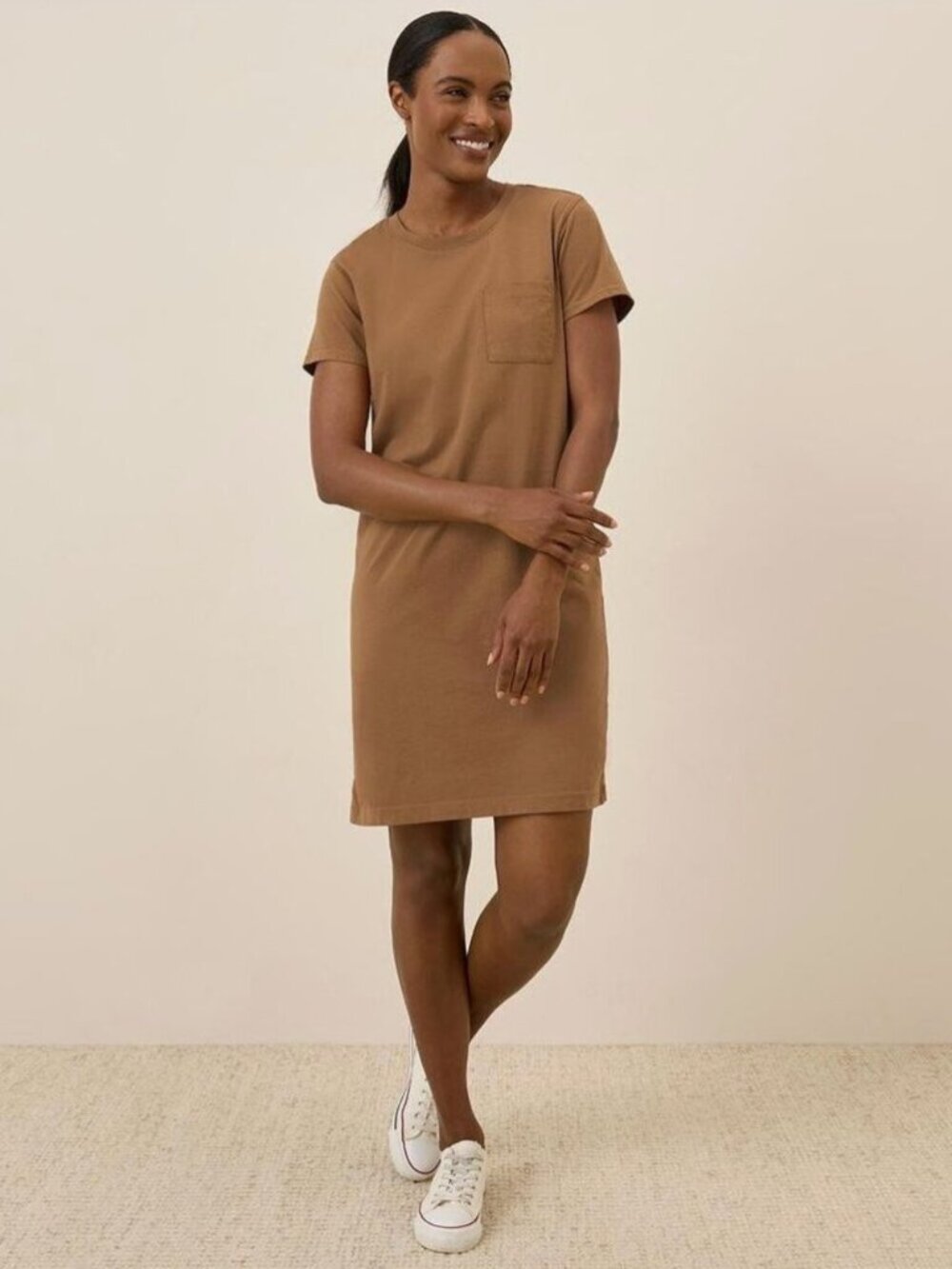 Pact 100% Organic Cotton Brown T-Shirt Mini Dress